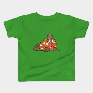 Walrus in Hawaiian shirt - red Kids T-Shirt